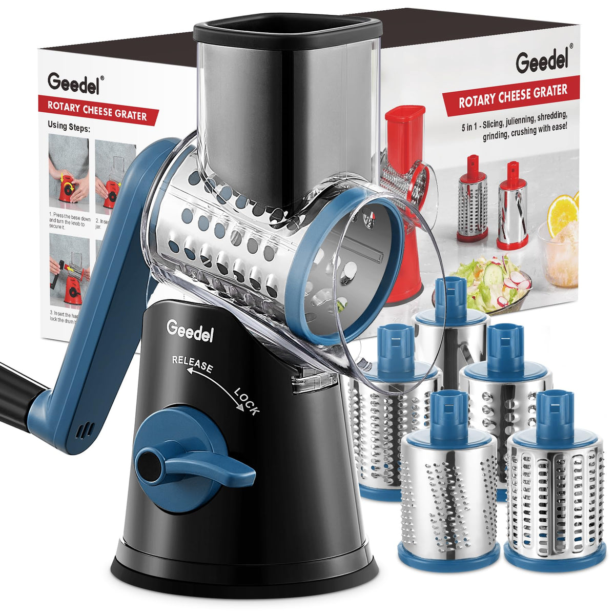 Geedel râpe rotative face avant montrant design compact et gain de place
