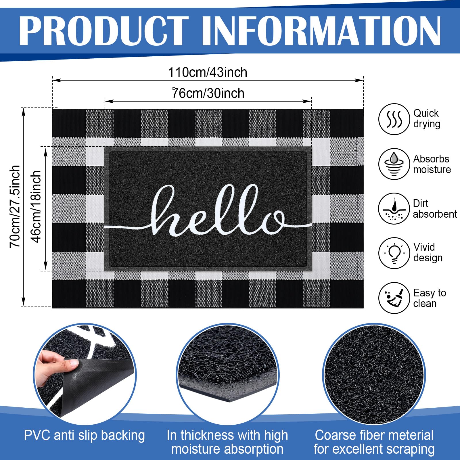 Geelin tapis buffalo noir et blanc posé, apporte style protecteur