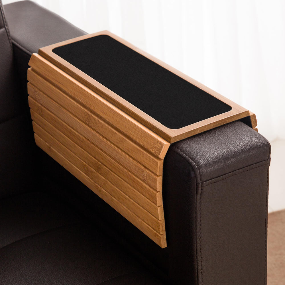 GEHE plateau accoudoir en usage avec verre et téléphone pour organisation pratique