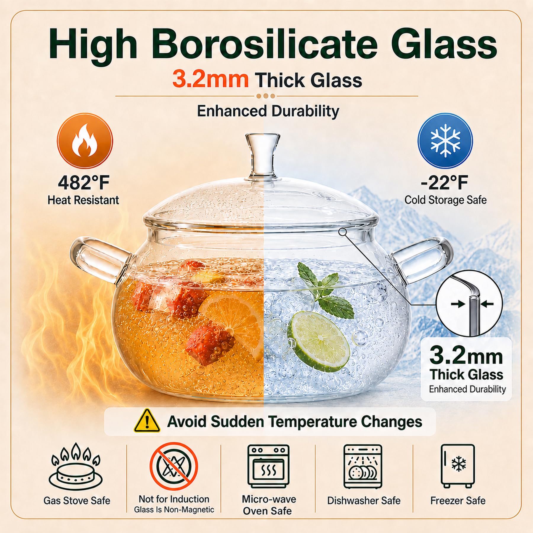 Generic cocotte 3L contenant soupe prête montrant transparence pour contrôle cuisson