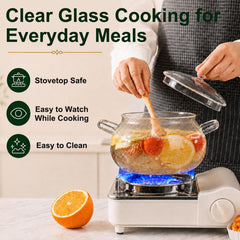Generic cocotte 3L détail verre borosilicate résistant pour cuisson saine
