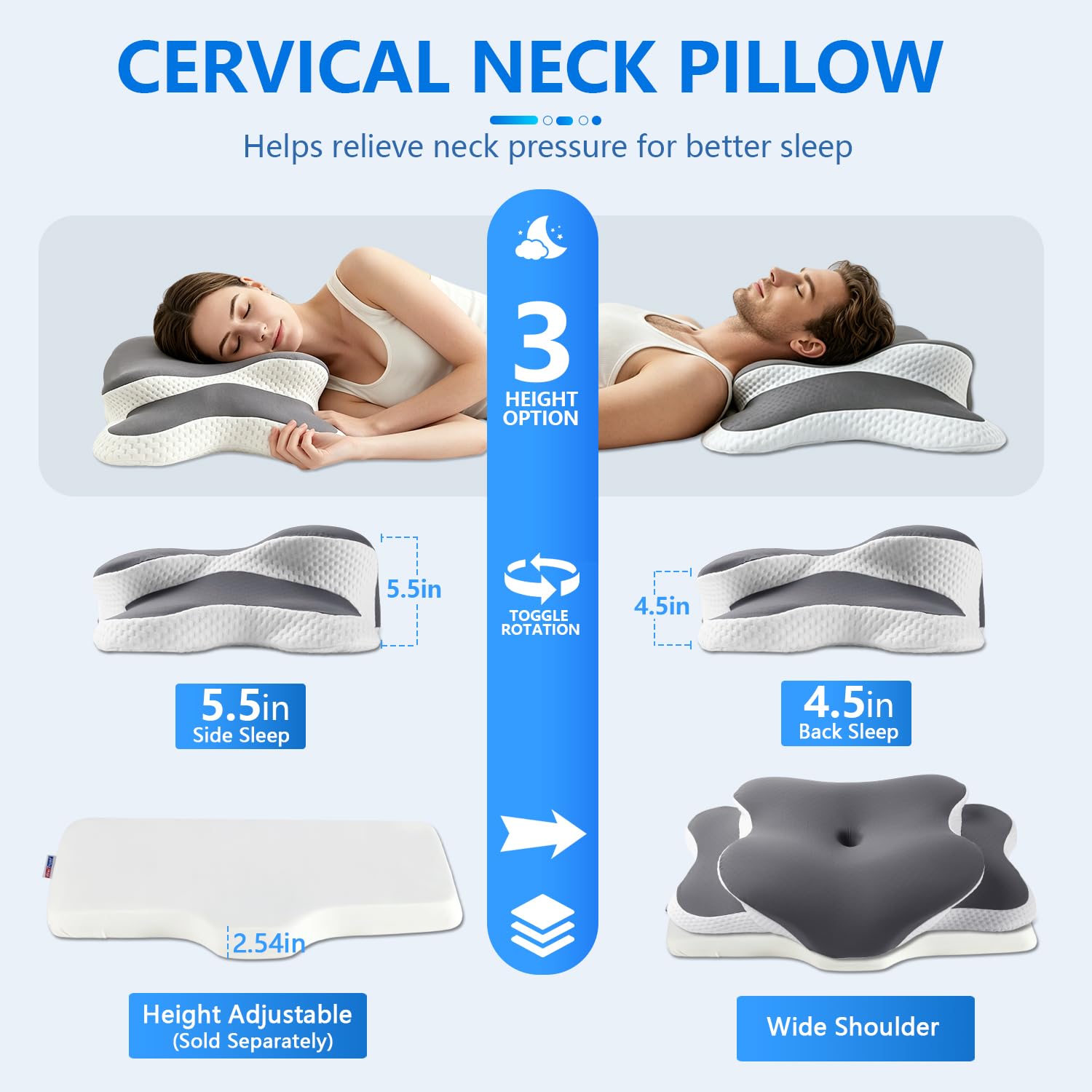 Generic Ergo Pillow profil cervical illustrant l'alignement tête-colonne bénéfique