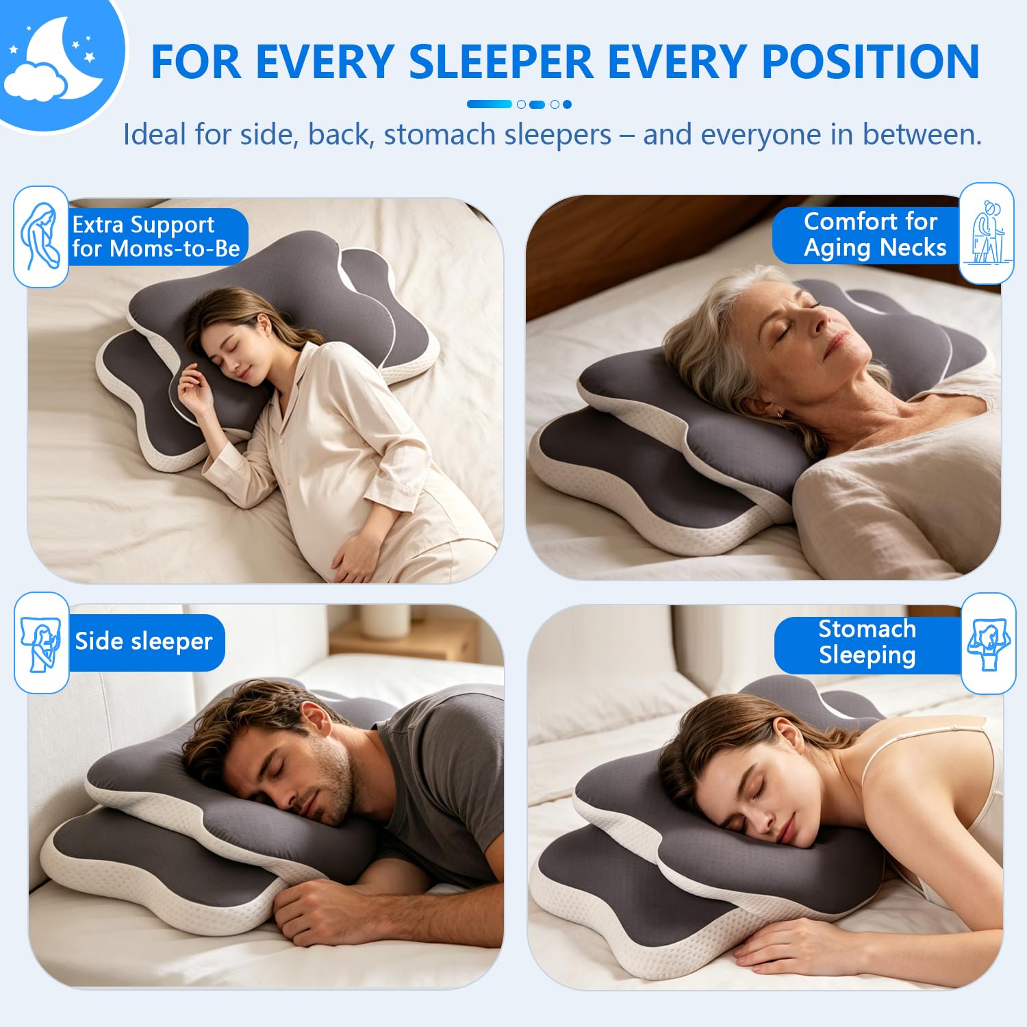 Generic Ergo Pillow en usage par dormeur latéral comble l'espace épaule-tête