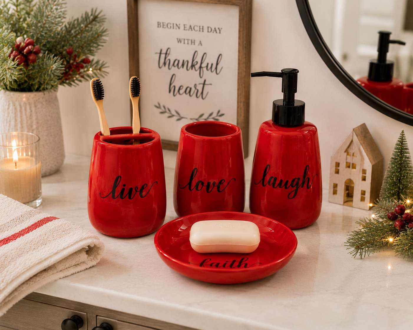 Generic mise en scène salle de bain style farmhouse apportant chaleur et accent décoratif