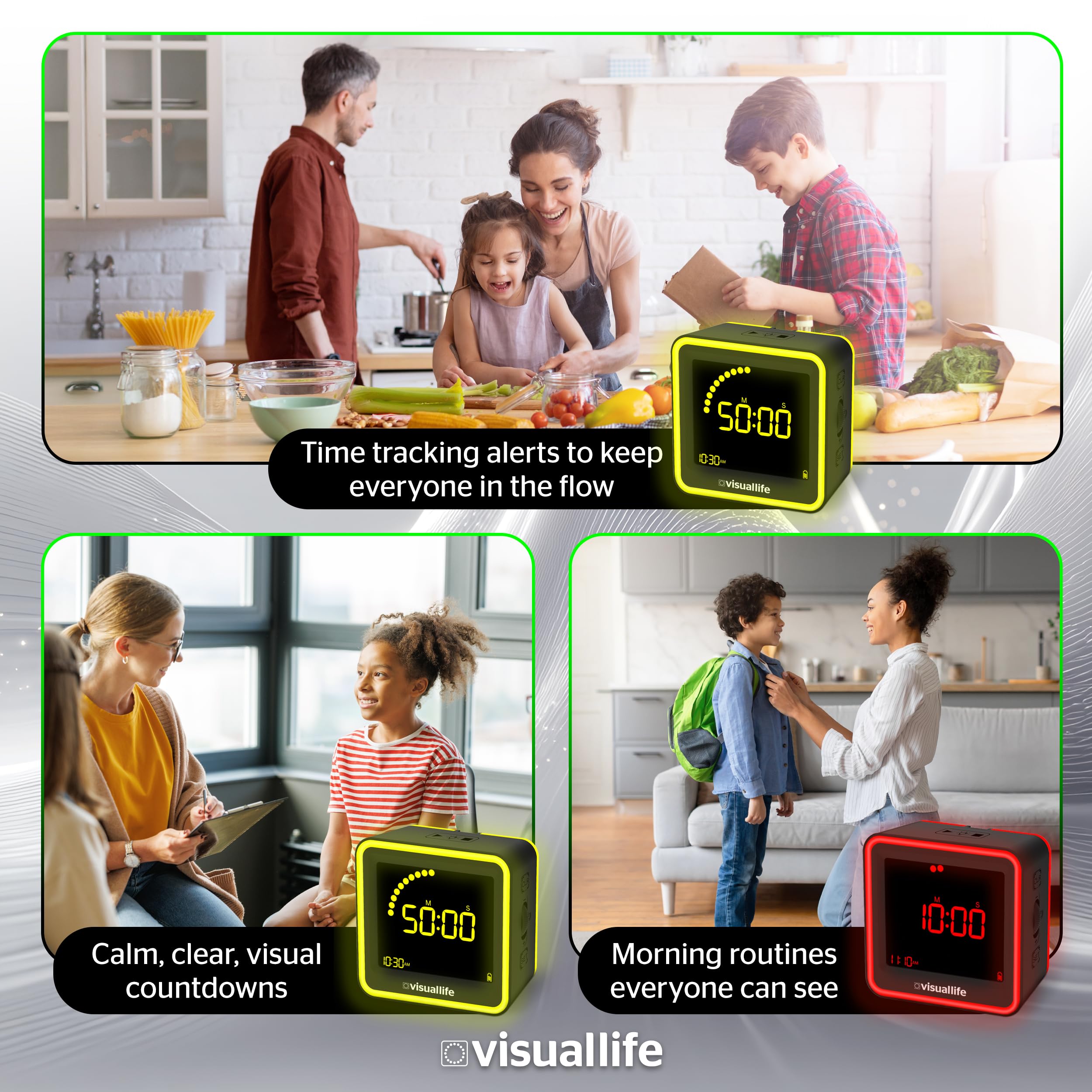 Generic minuteur visuel câble USB-C branché illustrant recharge simple et durable