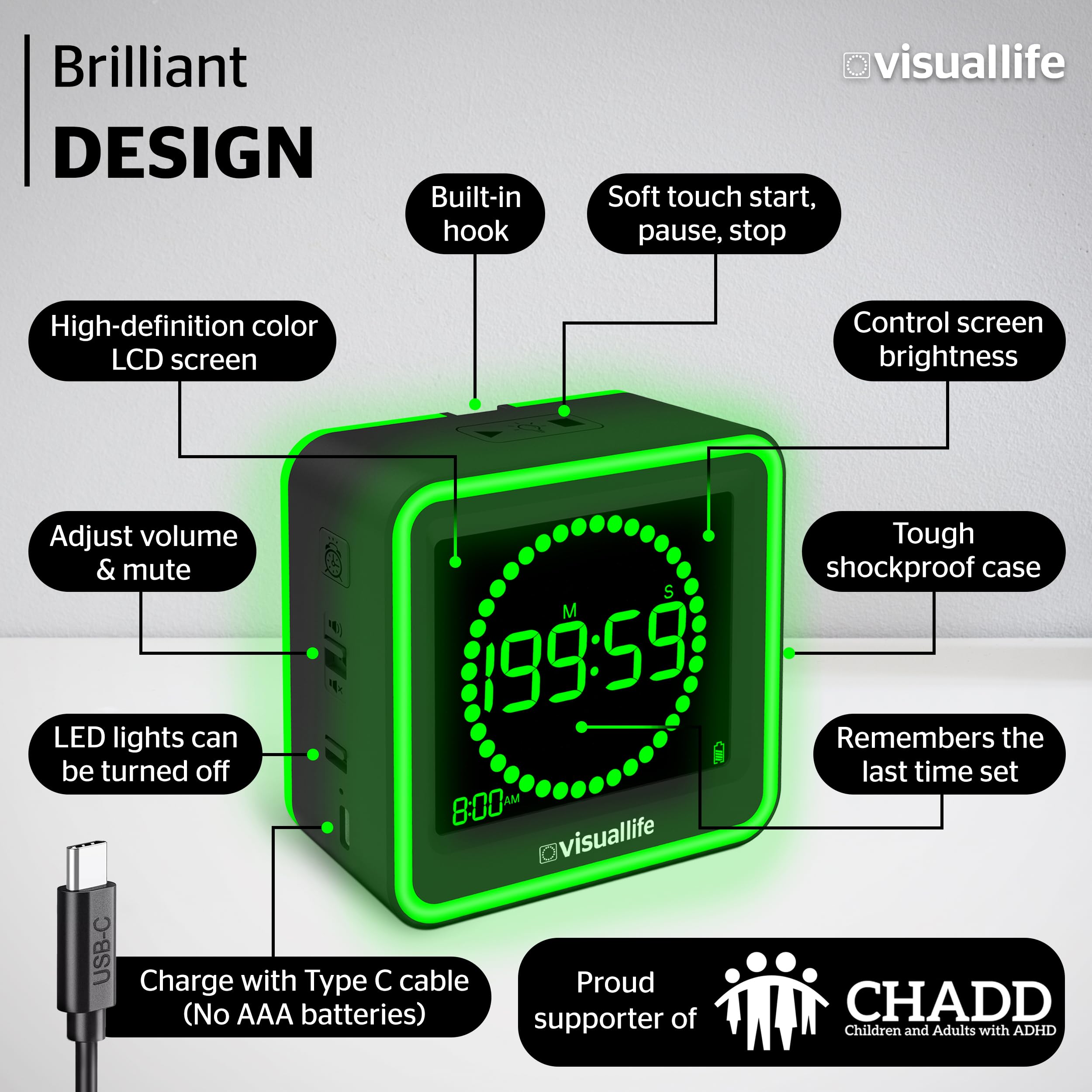 Generic minuteur visuel sur bureau avec ordinateur pour productivité et transitions