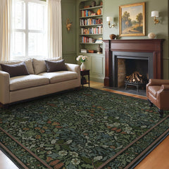 GENIMO vue avant du tapis 8x10 montrant le motif floral et le confort