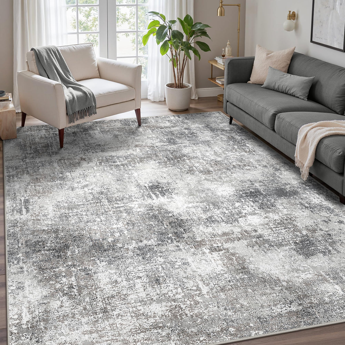 GENIMO tapis 8x10 face avant gris blanc apportant élégance et confort