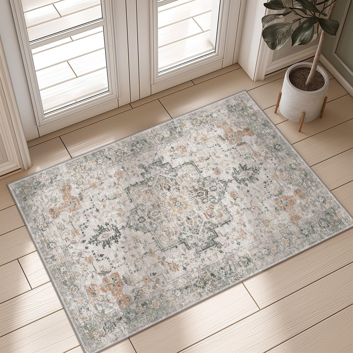 GENIMO vue de face du tapis d'entrée taupe clair pour élégance immédiate