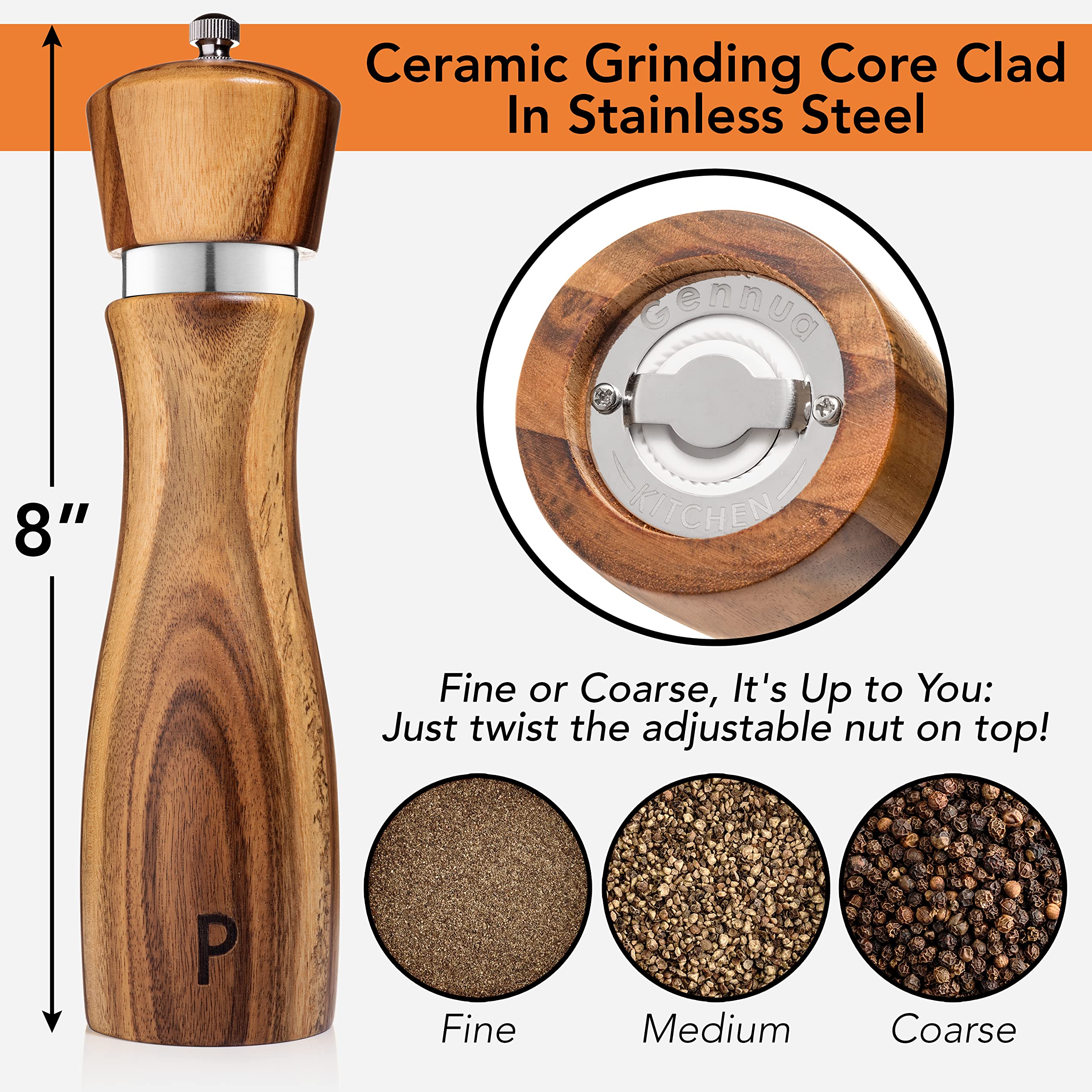 Gennua Kitchen comparaison taille main, dimensions 20 cm faciles à manier