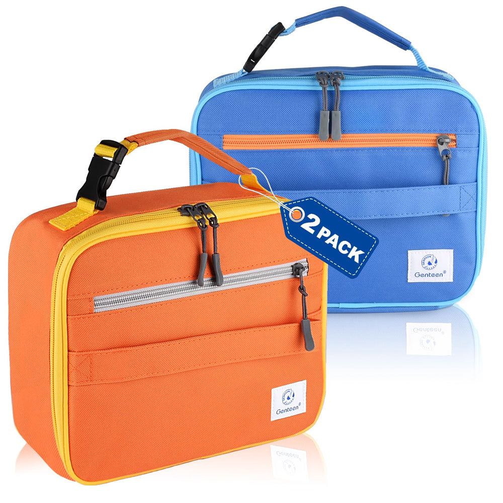 Genteen sac dejeuner face avant montrant fermeture double et poche externe, organisation pratique