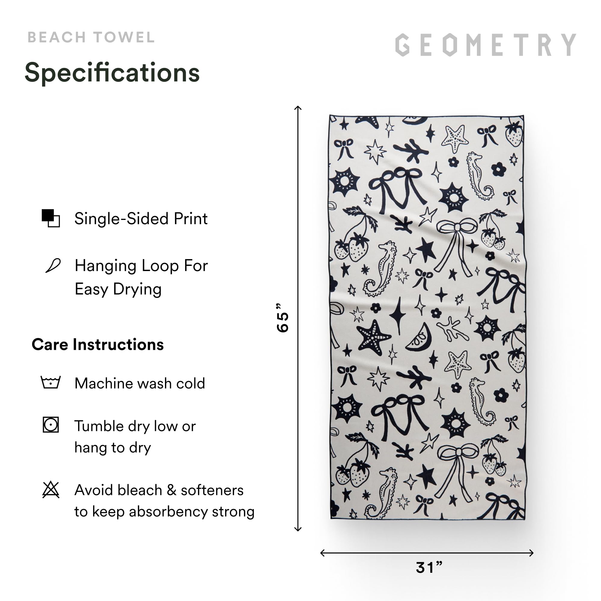 GEOMETRY serviette pliée à côté d’une trousse montrant échelle voyage