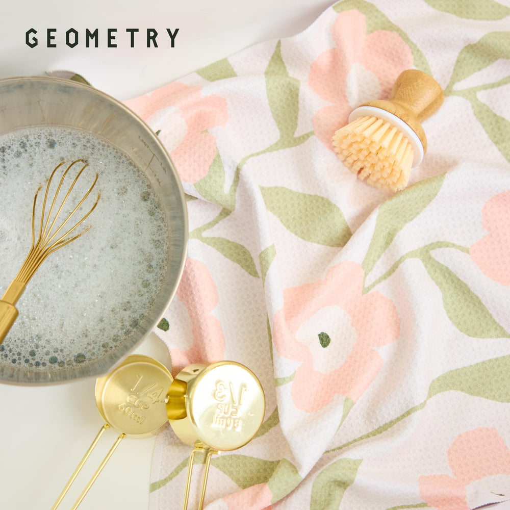 GEOMETRY lot de trois torchons montrant variations de couleur assorties