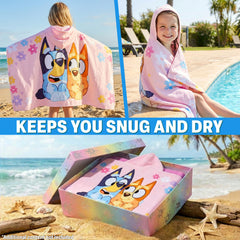 Get Trend Bluey enfant portant le poncho après baignade bénéfice séchage facile