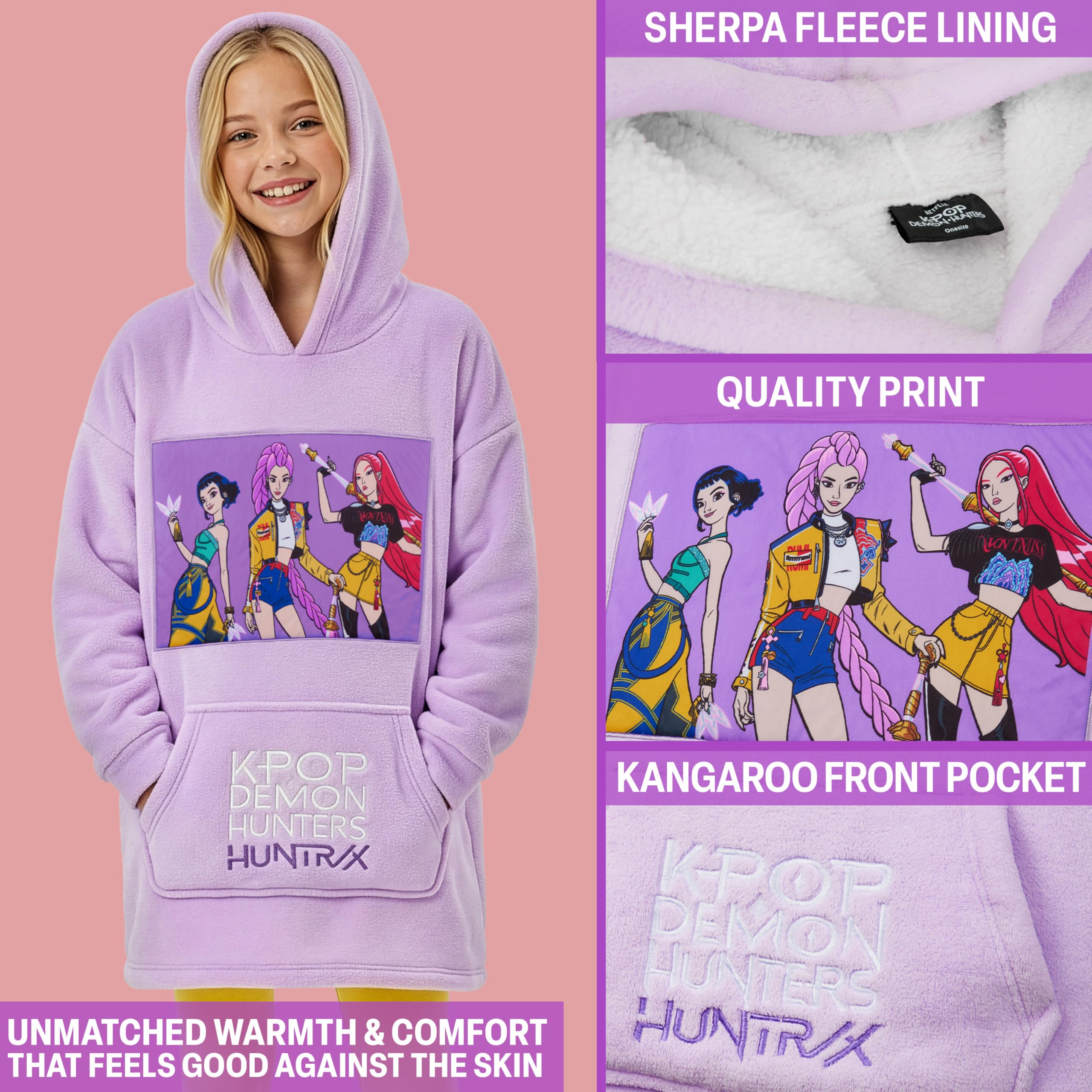Get Trend Huntrix gros plan doublure sherpa, offre douceur et isolation confortable