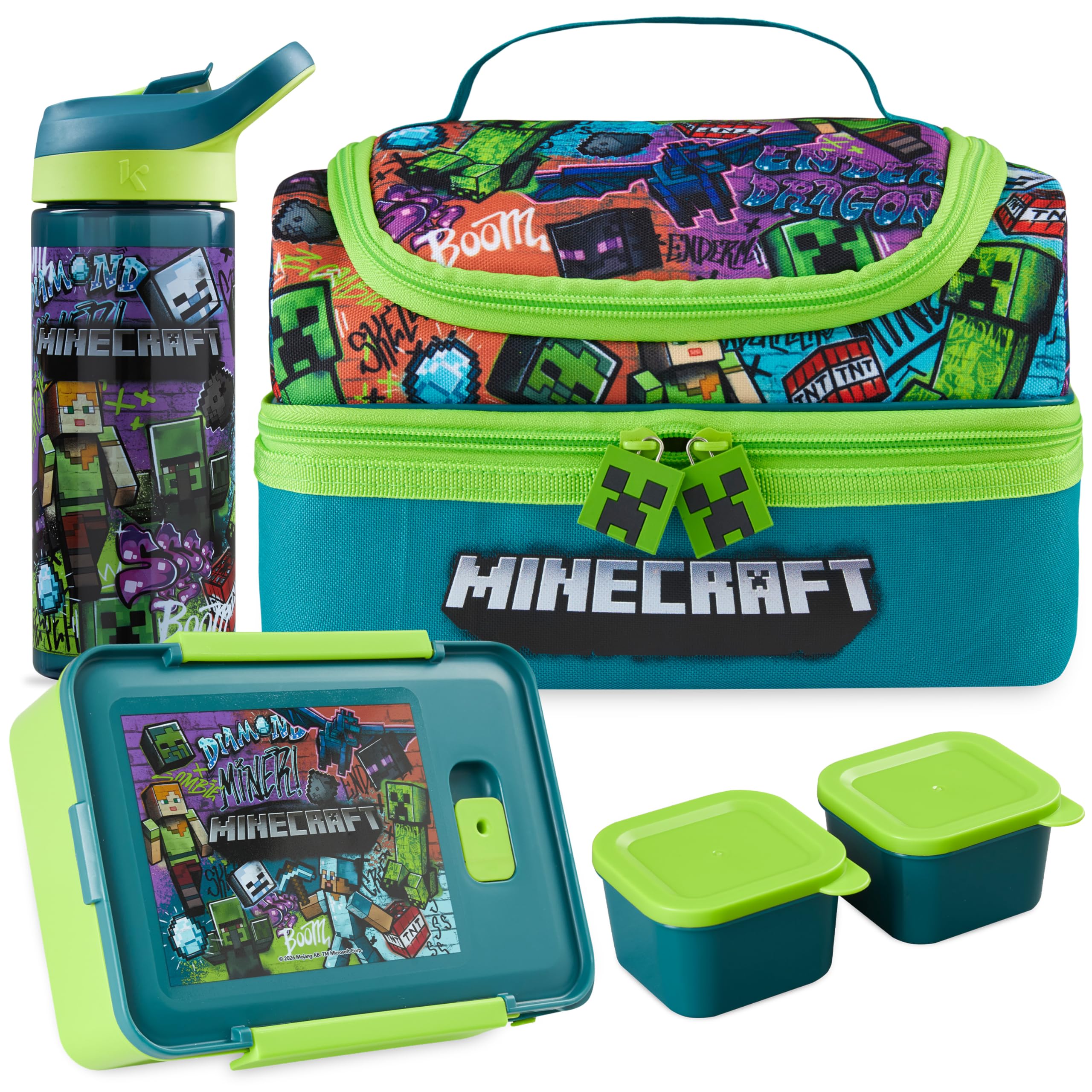 Get Trend sac isotherme face montrant motif Minecraft et praticité