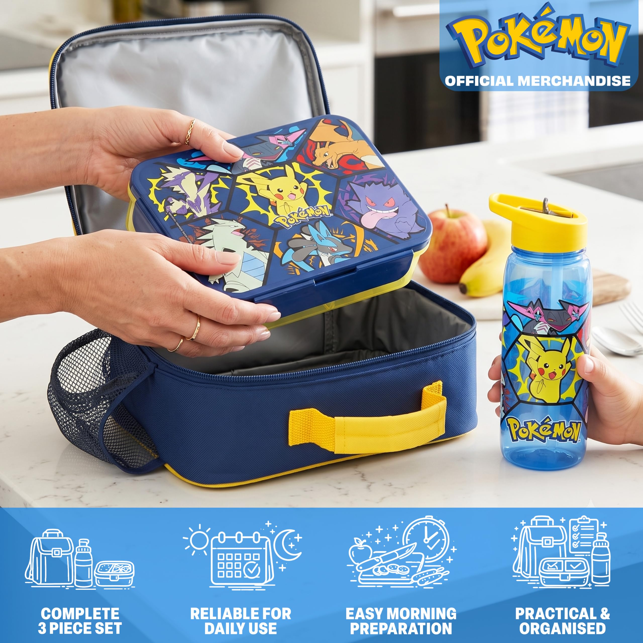 Get Trend boîte bento Pokémon ouverte, rangement compartimenté pratique