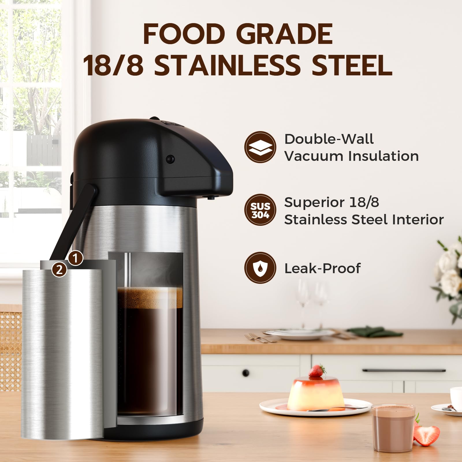 Gezoss gros plan acier inox 18/8, surface durable et sans rouille