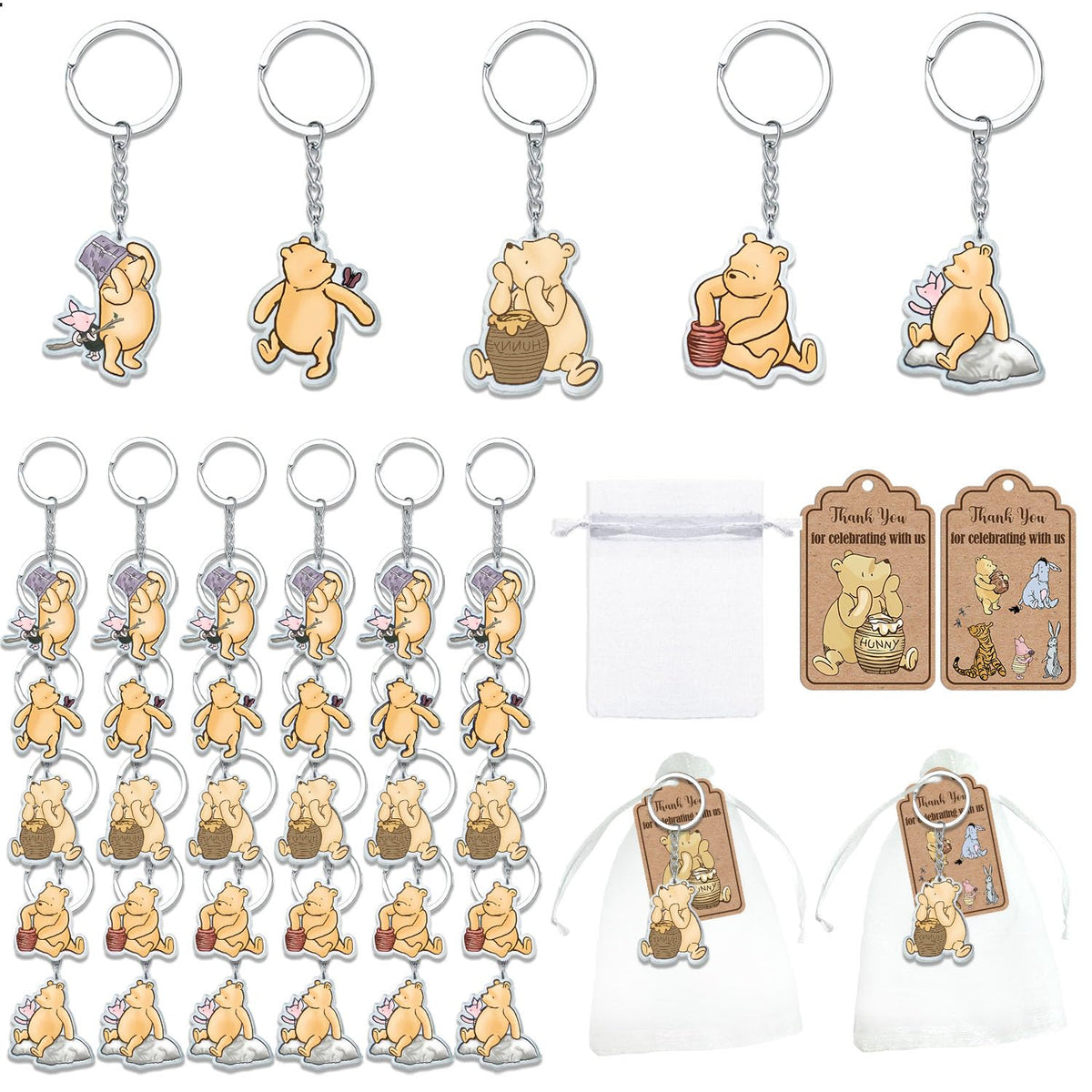 Ggjgrpx porte-clés Winnie face principale montrant le motif charmant et souvenir durable