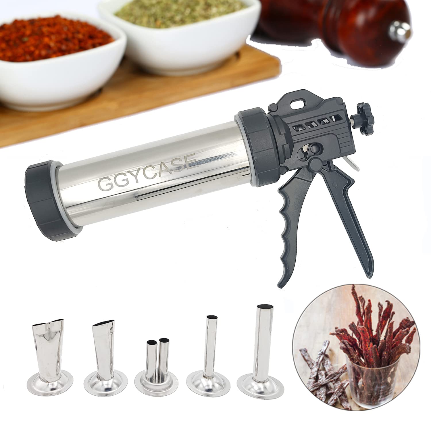 GGYCASE utilisation en cuisine extrusion de viande pour bâtonnets réguliers