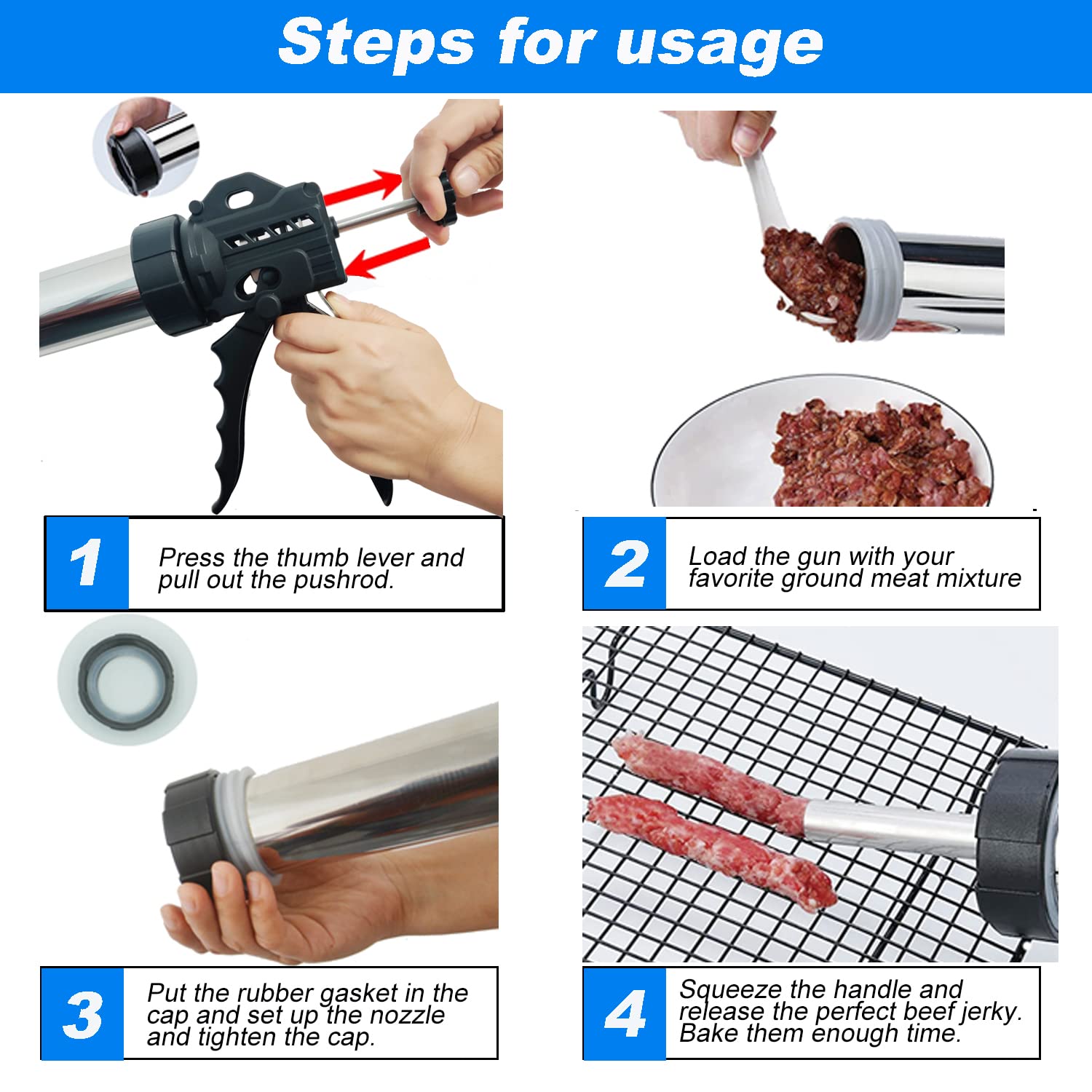 GGYCASE cinq embouts inox variés pour formes de jerky et saucisses