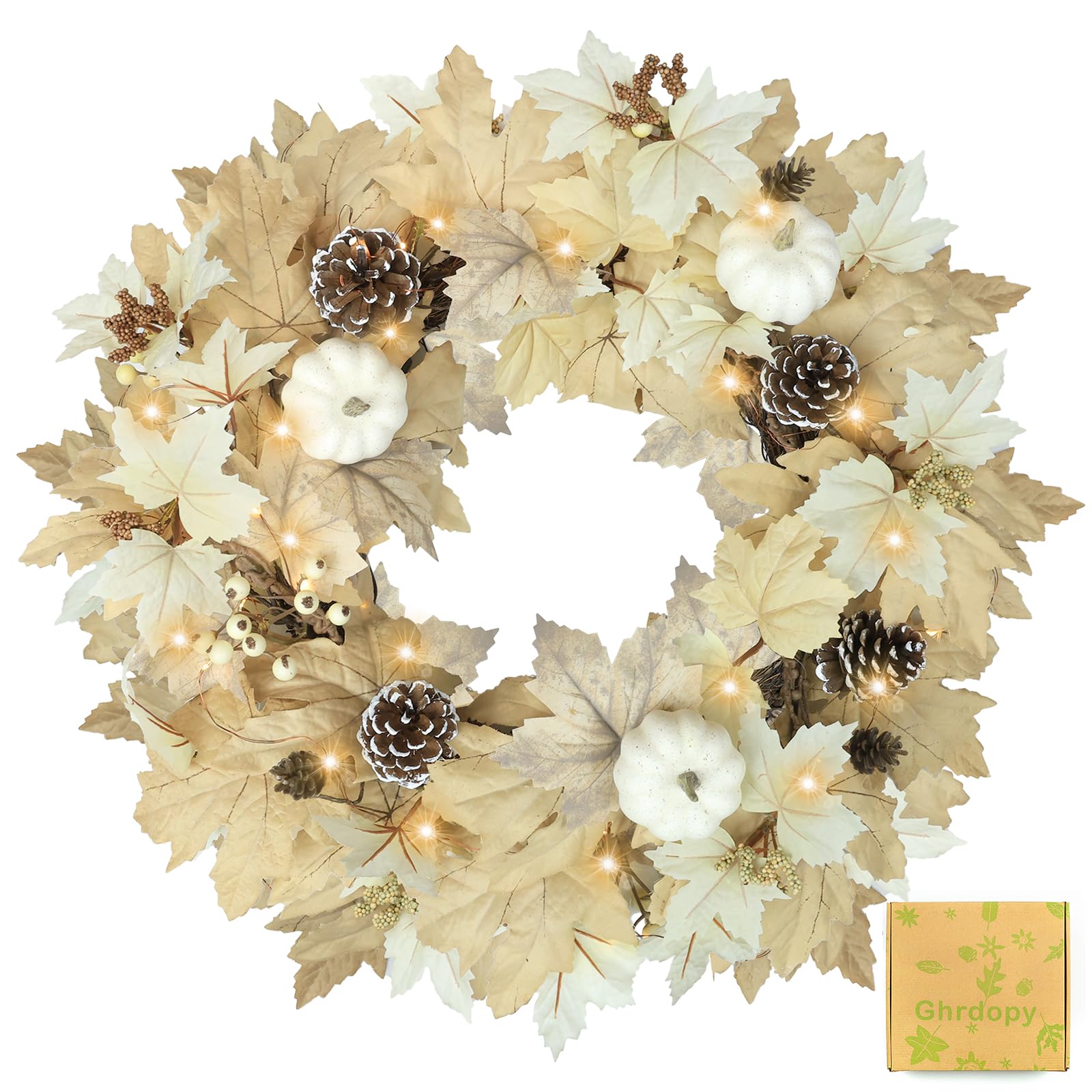 Ghrdopy couronne automne face montrant feuilles colorées et lumière chaleureuse