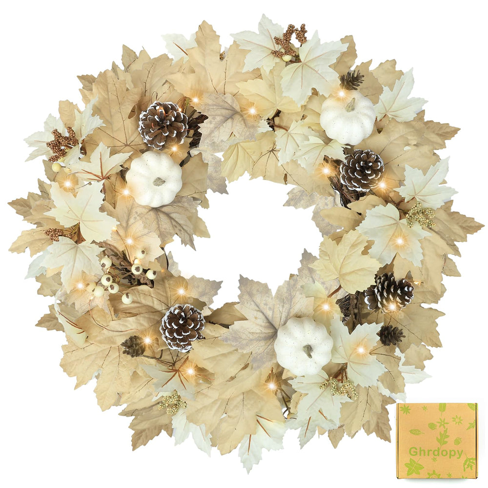 Ghrdopy couronne automne face montrant feuilles colorées et lumière chaleureuse