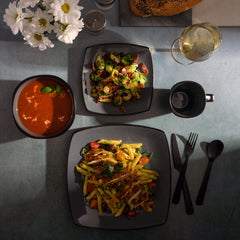 Gibson Elite assiette dîner carrée Eclipse, plateforme élégante pour plats
