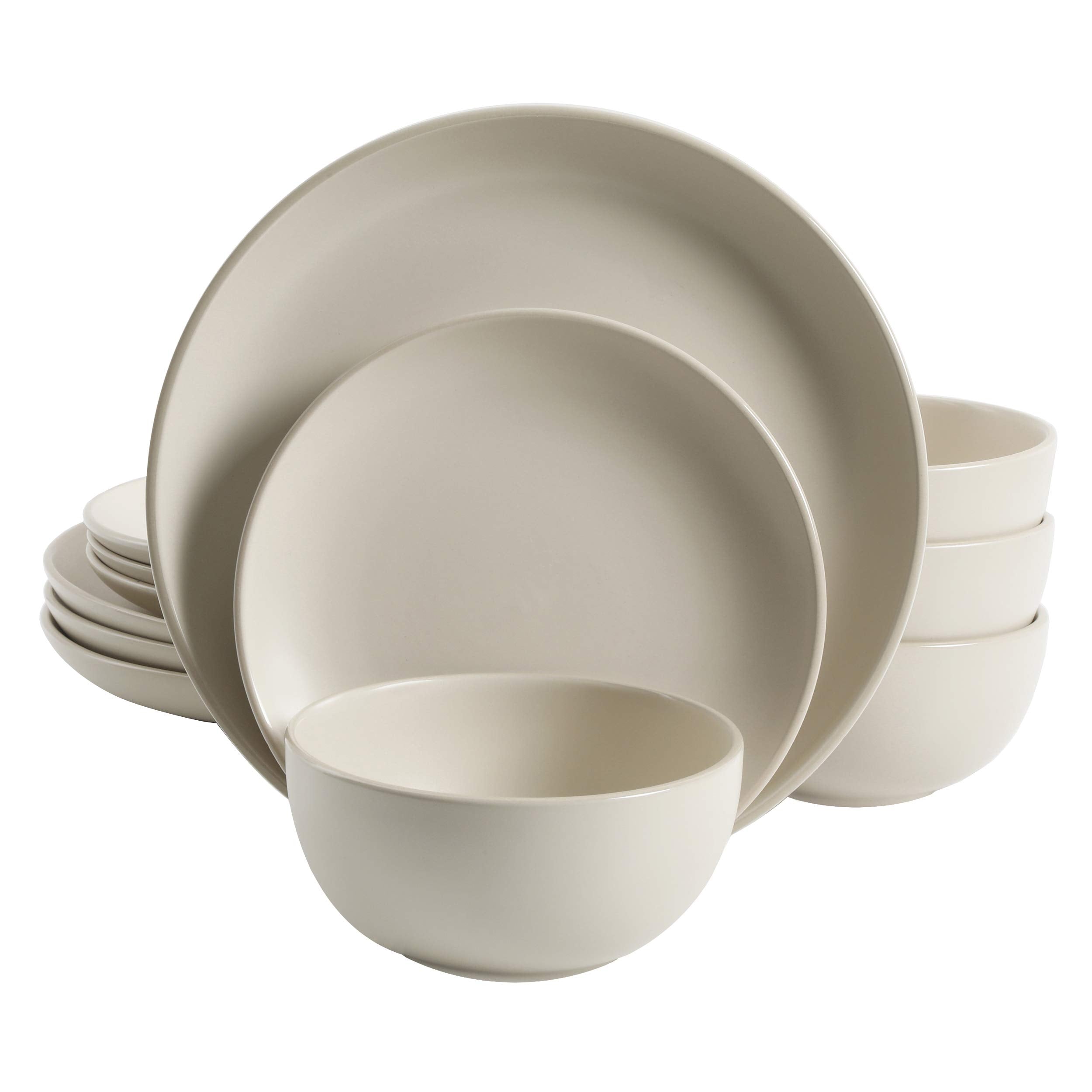 Gibson Home ensemble complet en grès crème montrant service pour quatre, élégance quotidienne