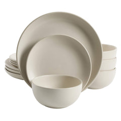 Gibson Home ensemble complet en grès crème montrant service pour quatre, élégance quotidienne