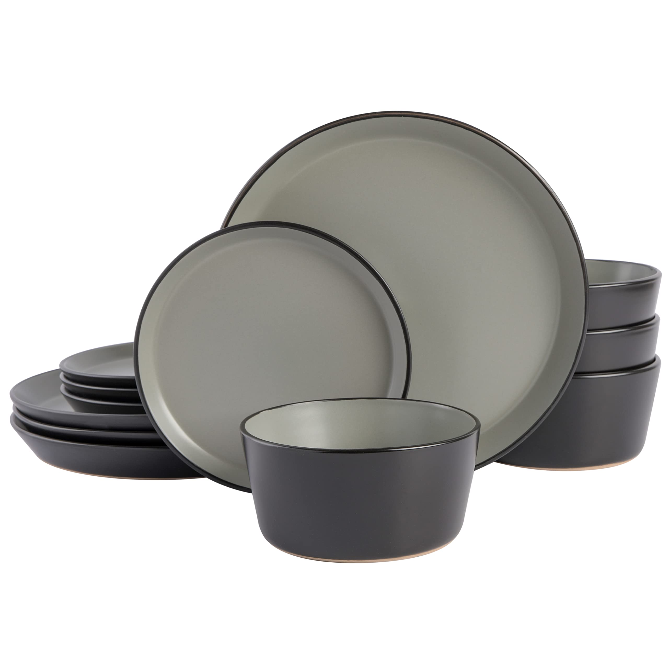 Gibson Home plat dîner face vue ensemble gris pour présentation élégante