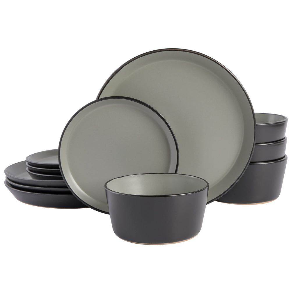 Gibson Home plat dîner face vue ensemble gris pour présentation élégante