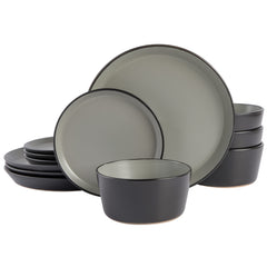 Gibson Home plat dîner face vue ensemble gris pour présentation élégante