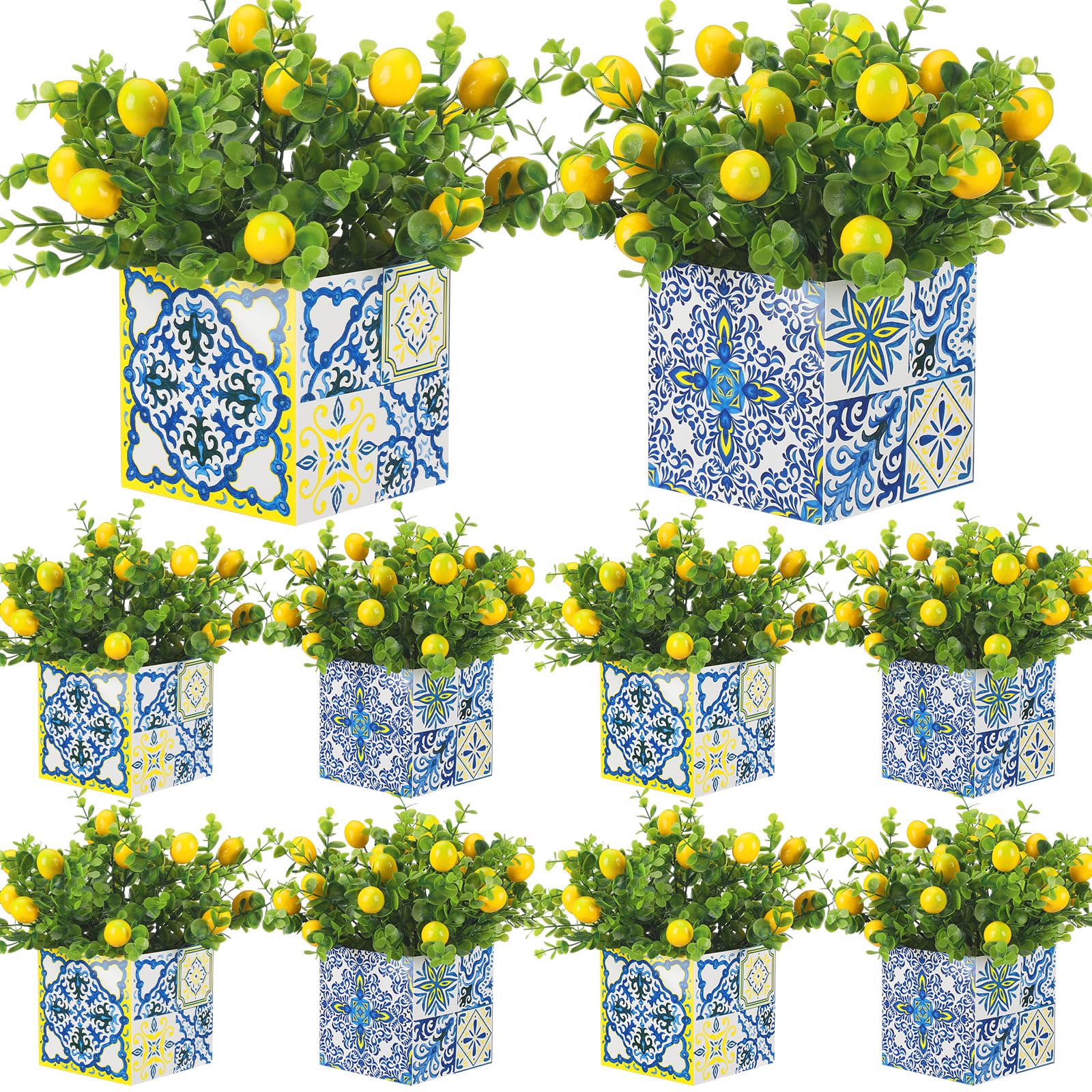 Giegxin pot en motif blue tiles vu de face apporte fraîcheur décorative