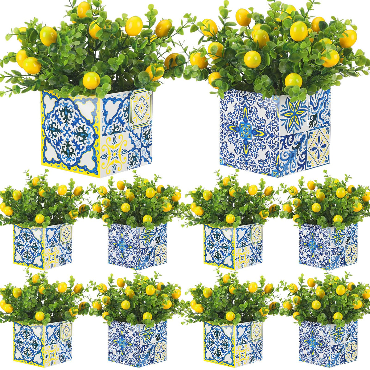 Giegxin pot en motif blue tiles vu de face apporte fraîcheur décorative