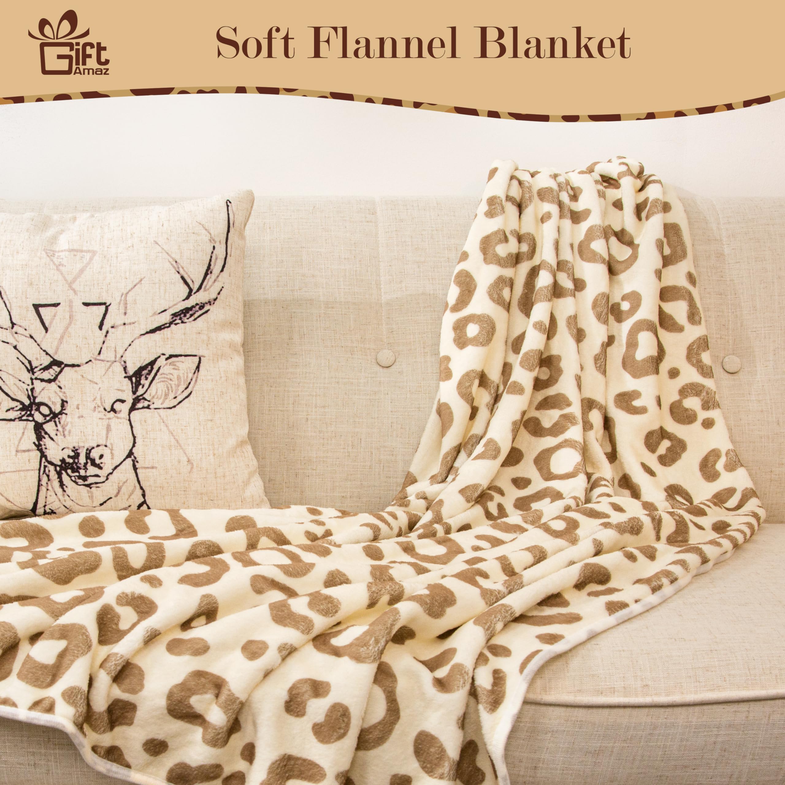 GiftAmaz couverture flanelle léopard chaude pour soirées cocooning