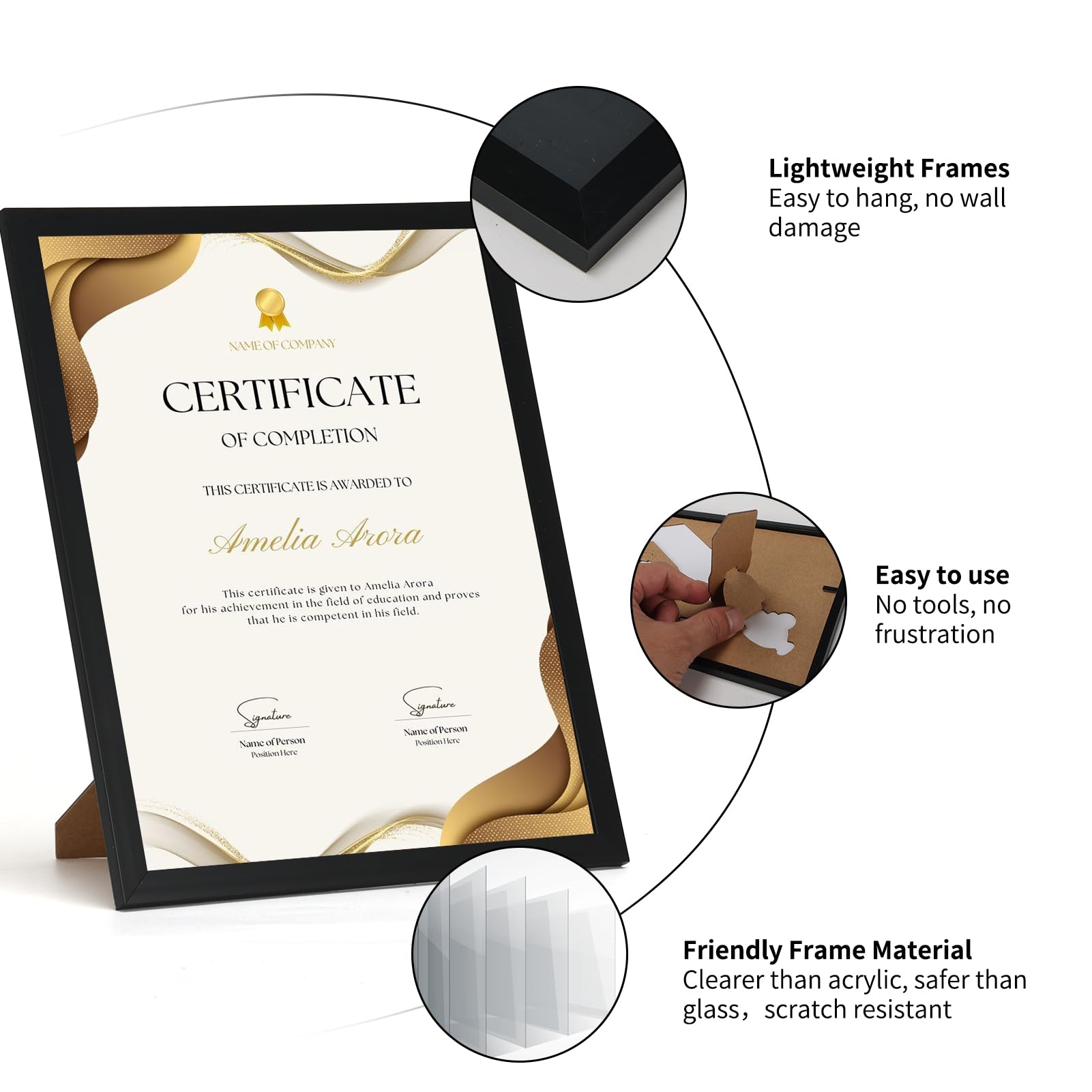 Giftgarden cadre en usage bureau valorise certificats et photos