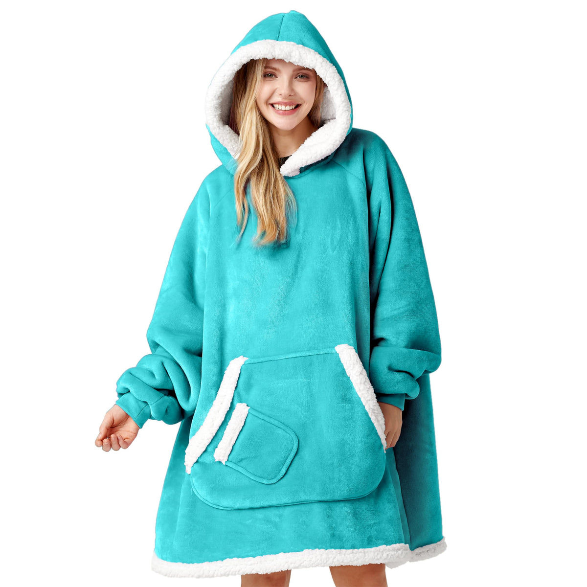 Giggling Getup vue avant aqua montrant coupe confortable et chaleur