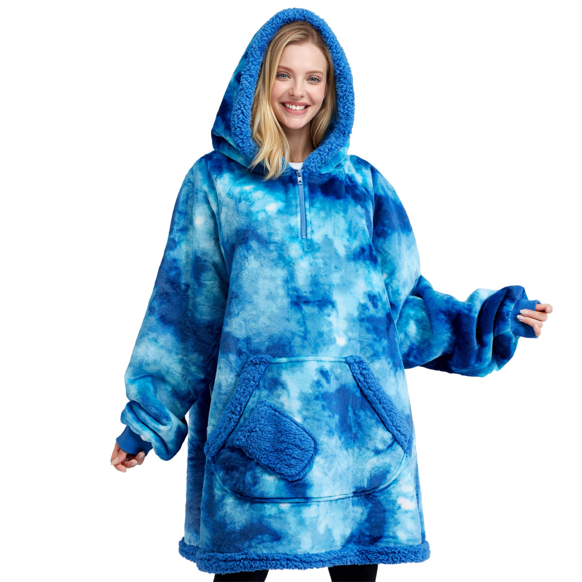 Giggling Getup vue avant bleu tie dye montrant confort et style