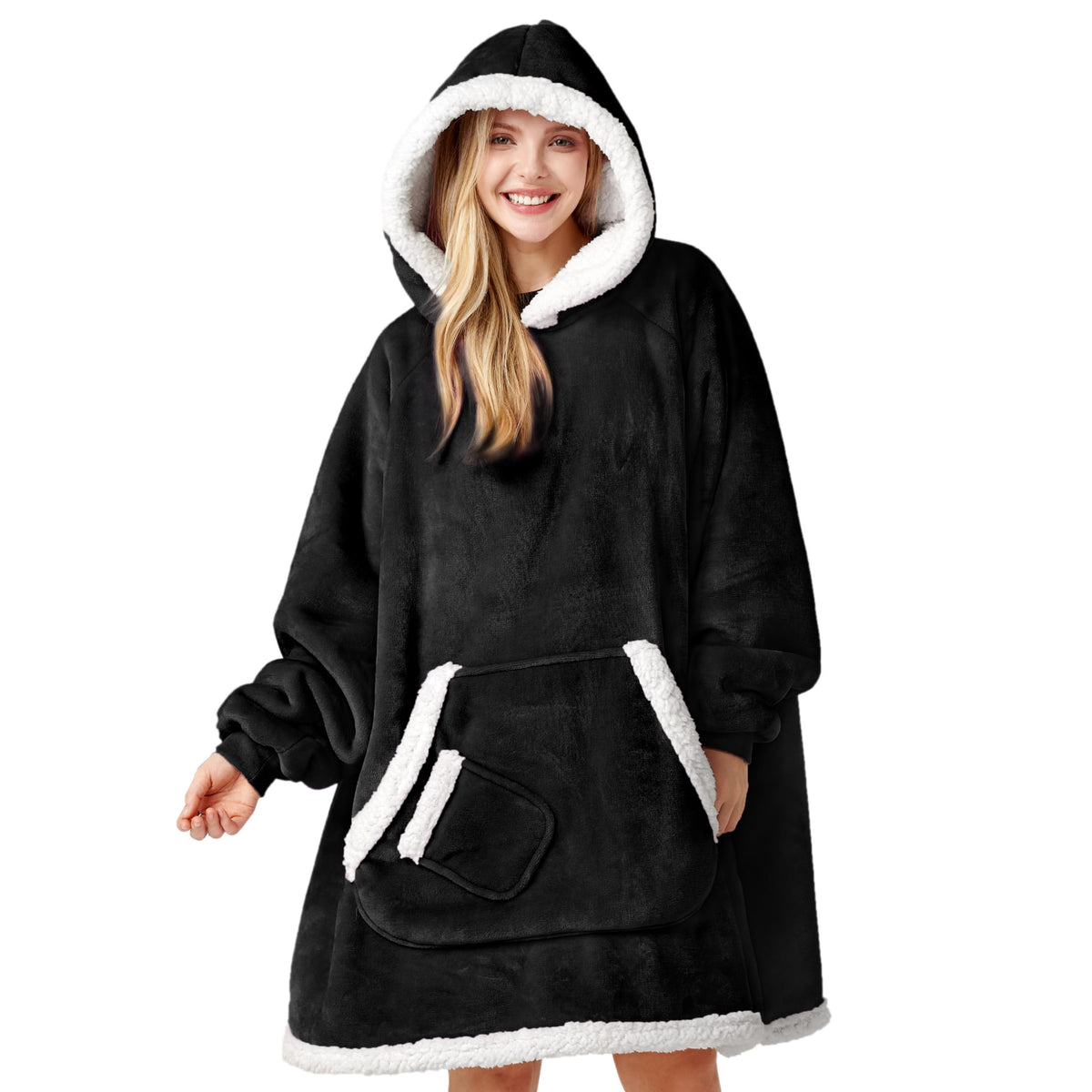 Giggling Getup vue avant du sweat couverture montrant coupe et poche, confort immédiat