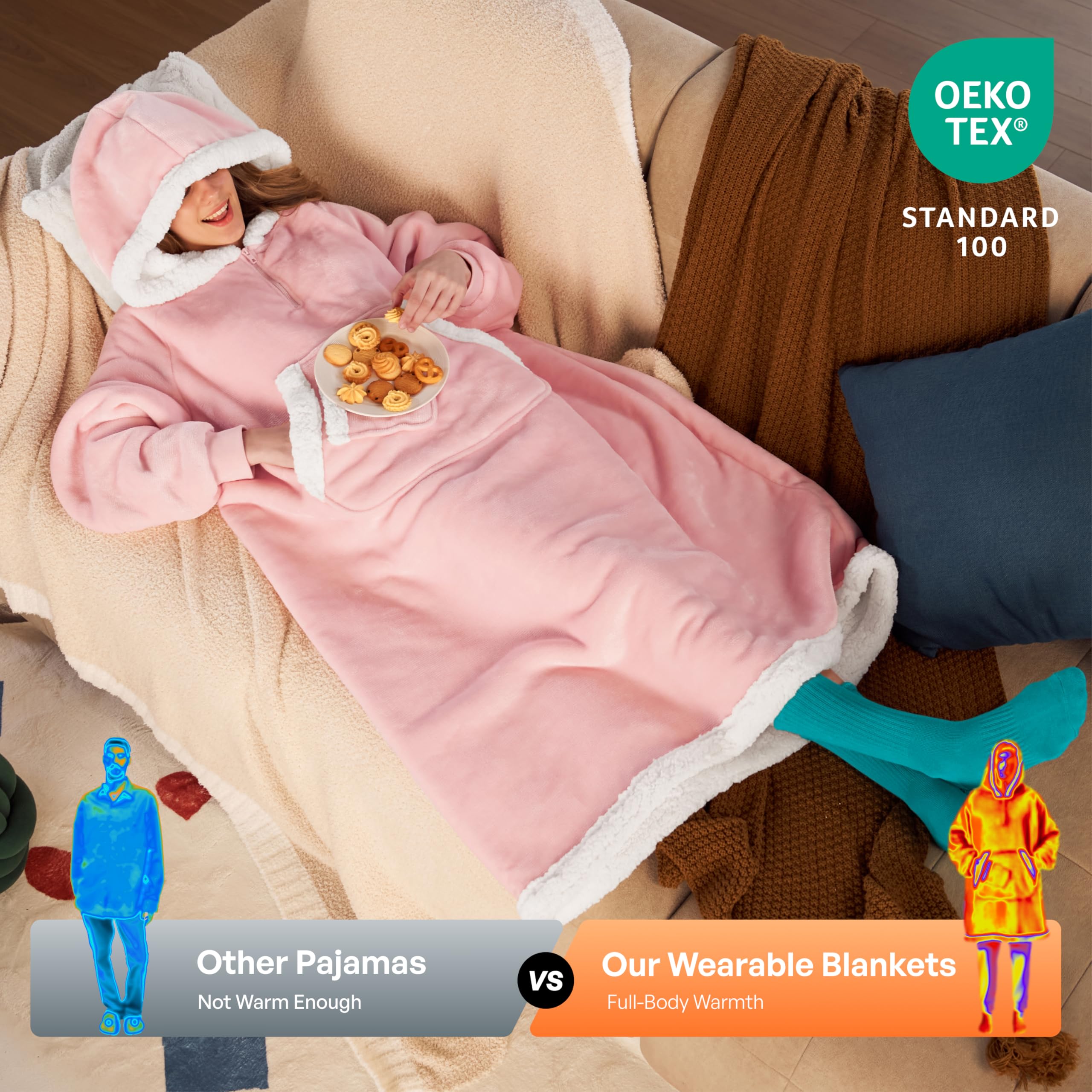 Giggling Getup porté sur canapé illustrant détente et polyvalence
