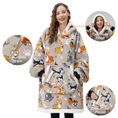 Giggling Getup personne utilisant le hoodie pour regarder la TV, confort mains libres