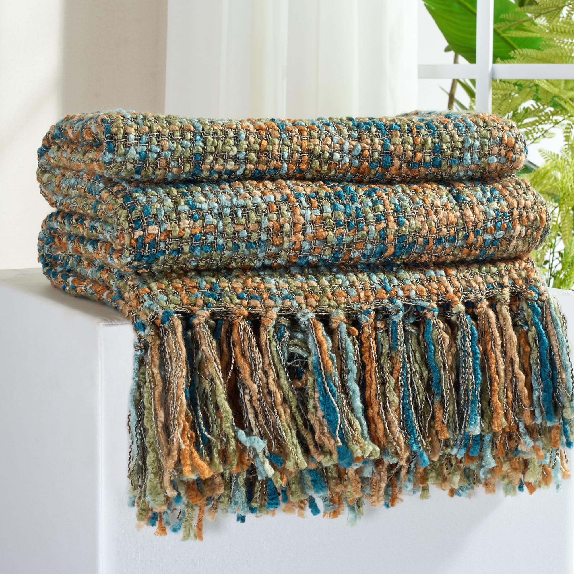 GINAMUSE plaid face avant montrant couleurs et motif pour décor chaleureux