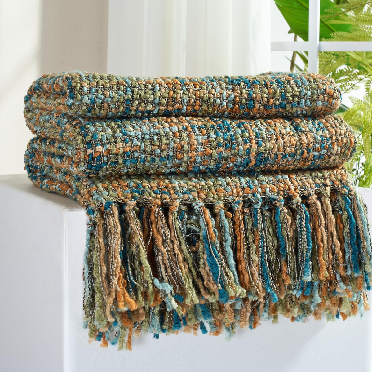 GINAMUSE plaid face avant montrant couleurs et motif pour décor chaleureux