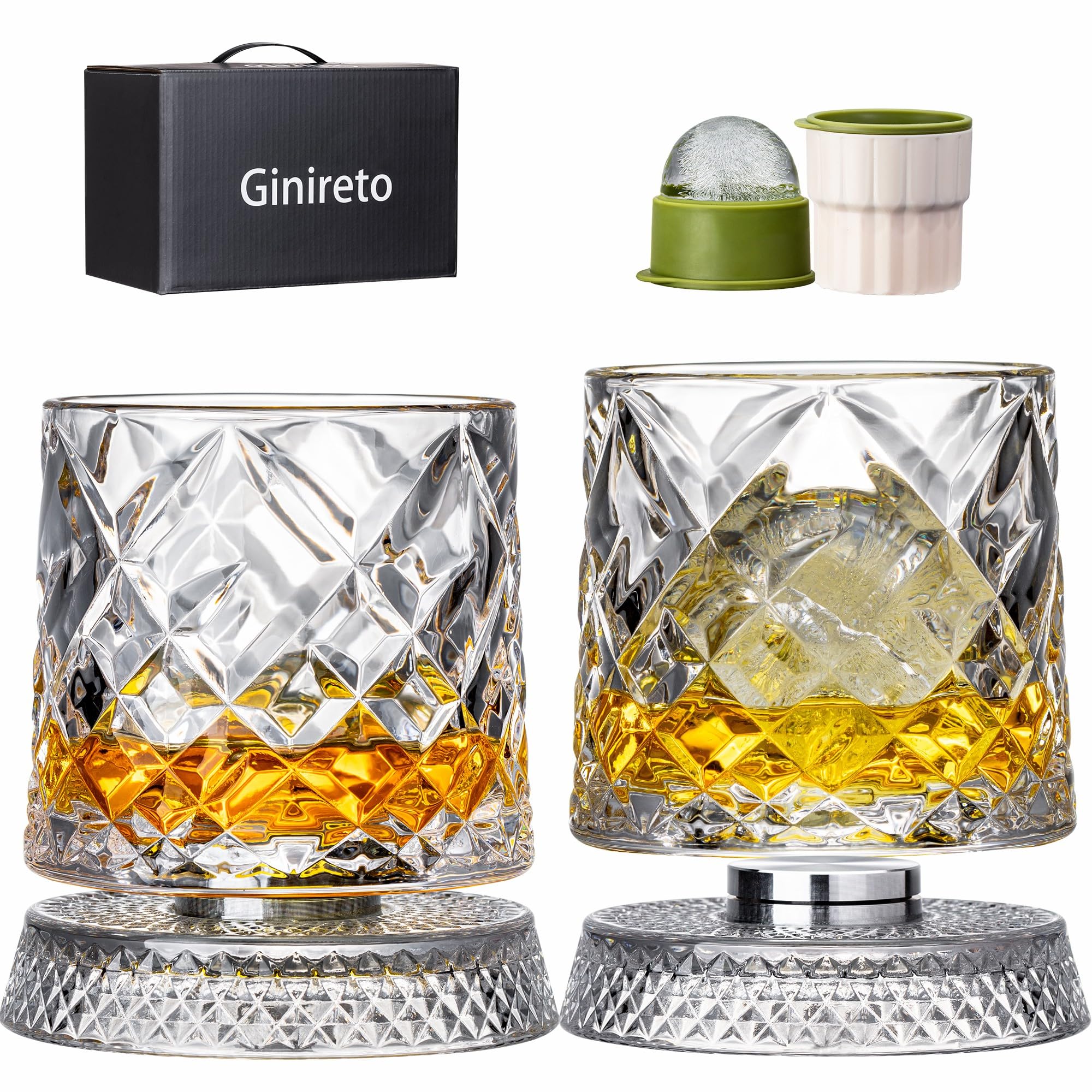 Ginireto verre tournant face montrant rotation et élégance