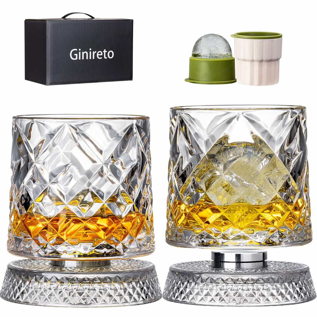 Ginireto verre tournant face montrant rotation et élégance