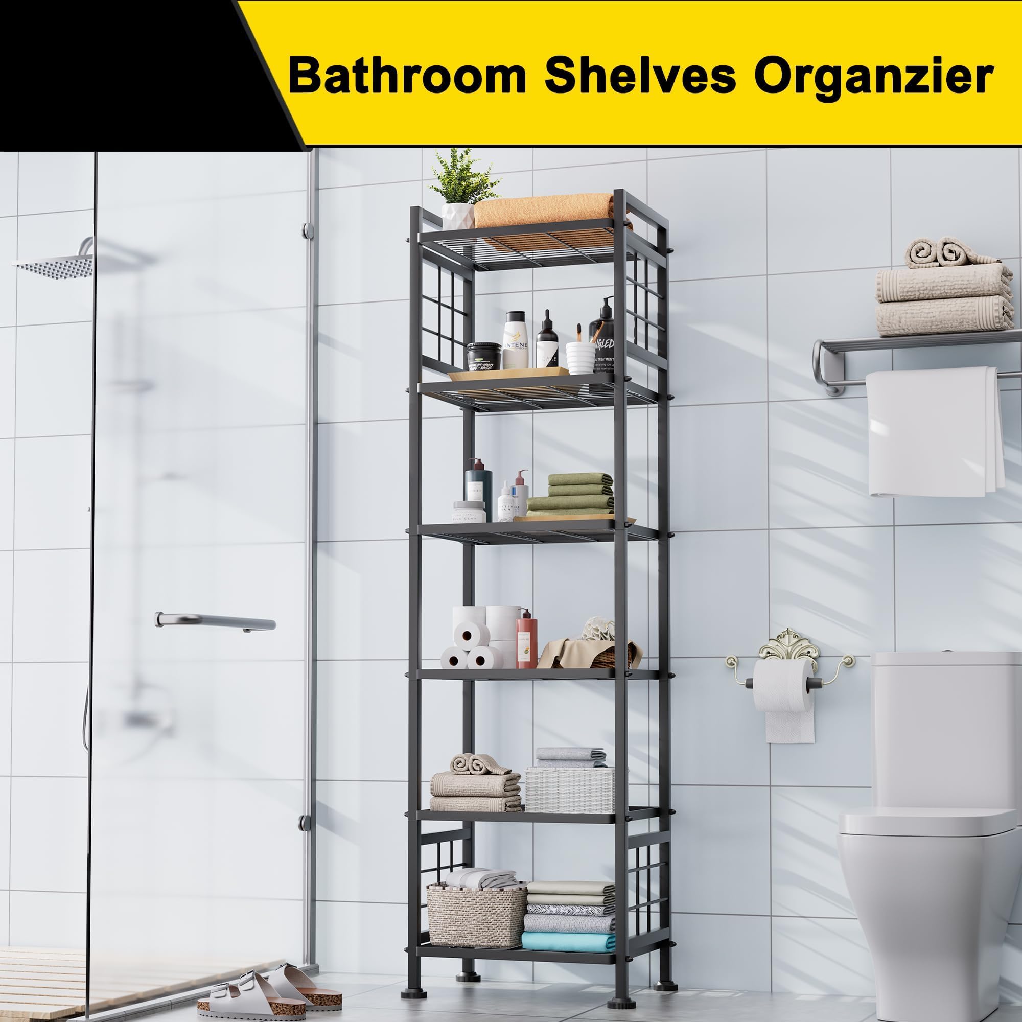 GIOTORENT étagère en situation salle de bain optimisant rangement