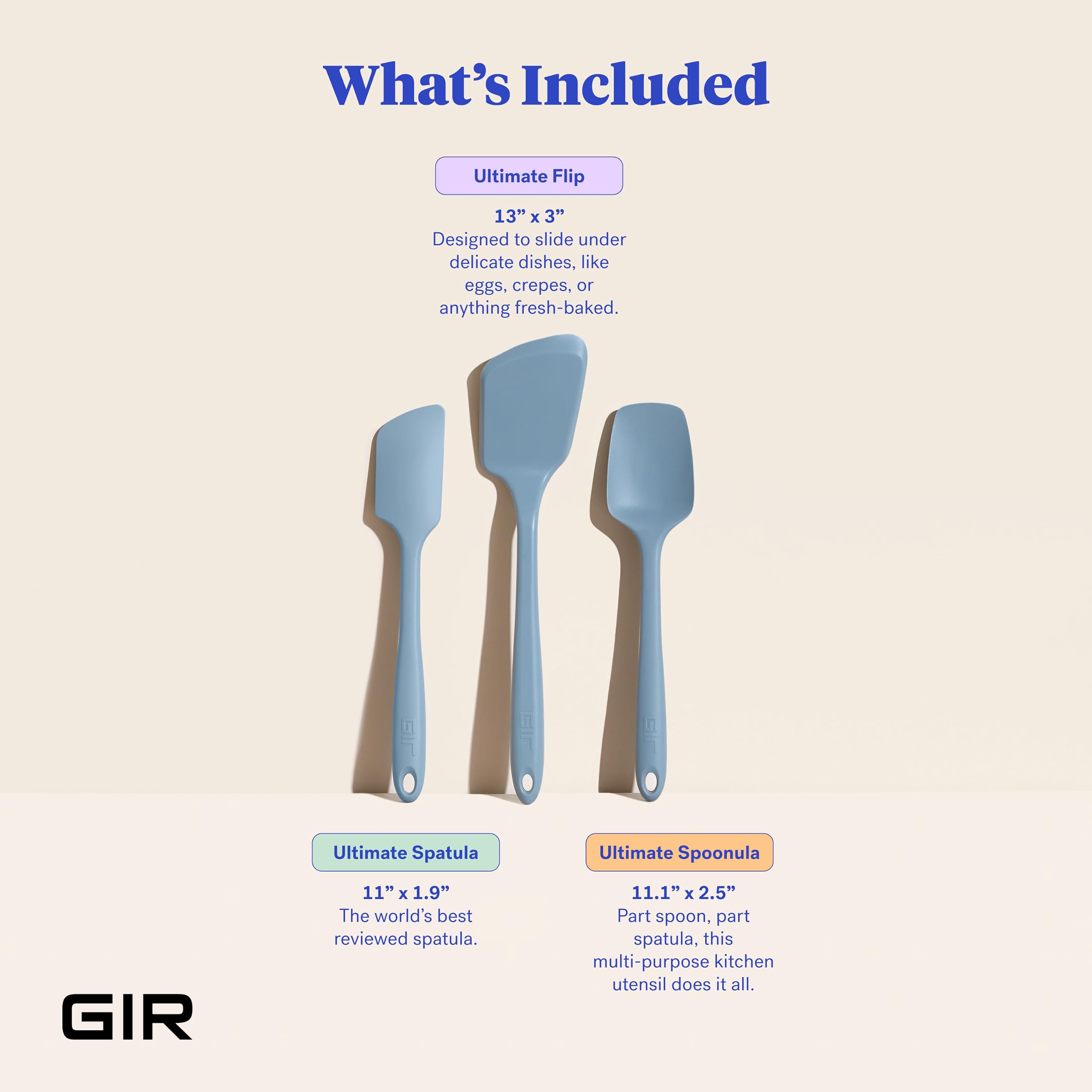 GIR gros plan spoonula en silicone montrant surface lisse, facile à racler