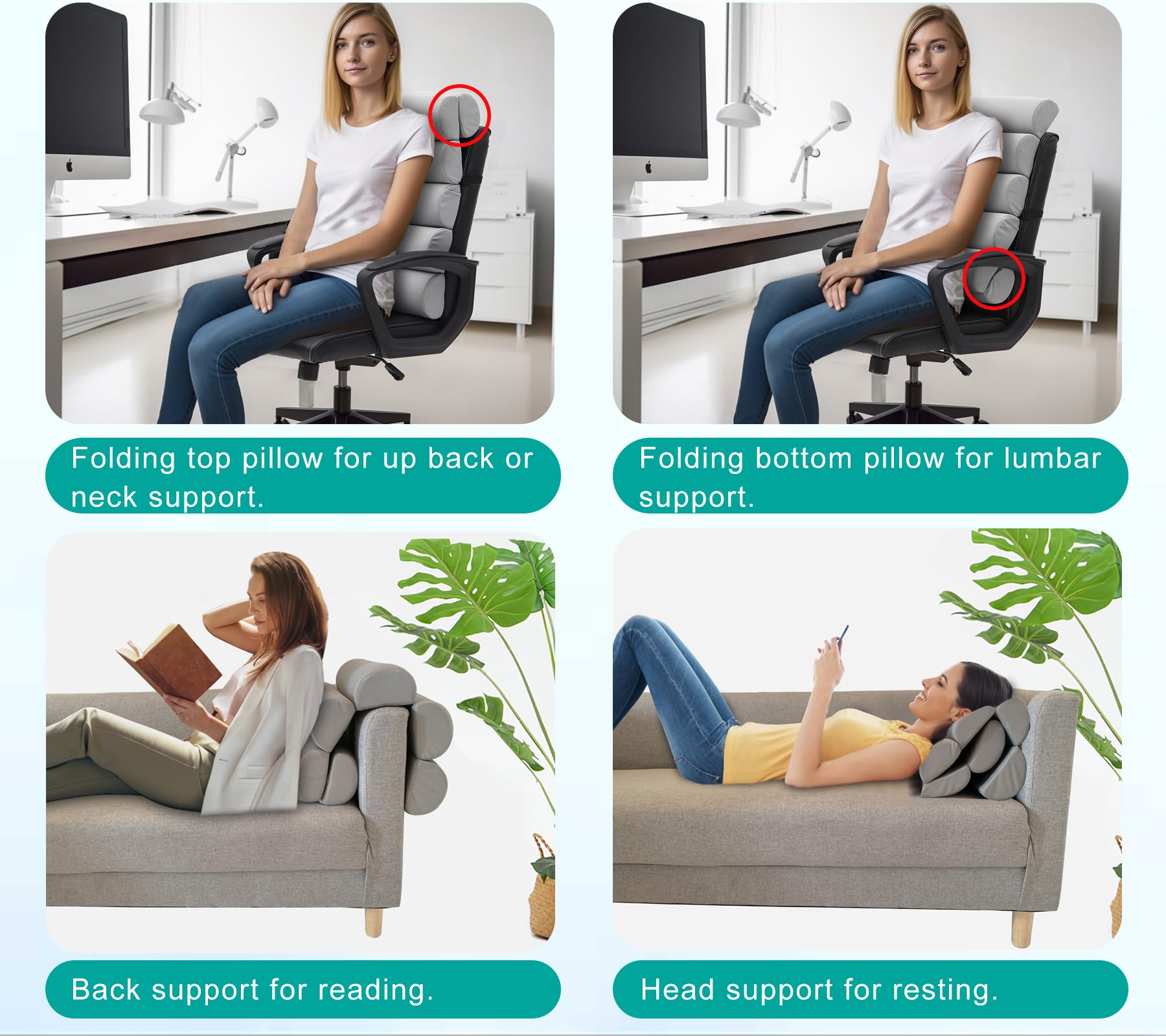GIVANLEE coussin enroulé pour transport facile et rangement compact