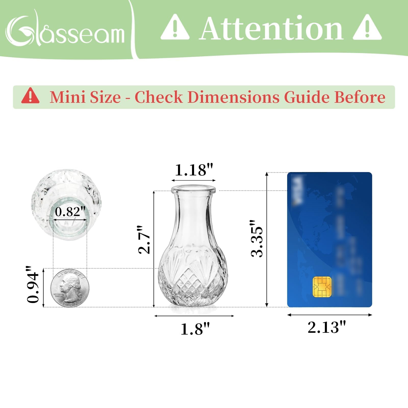Glasseam comparaison taille avec carte crédit démontrant compacité